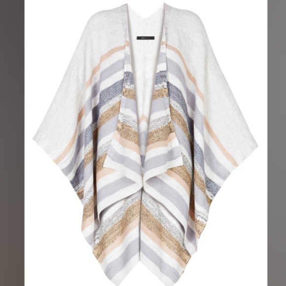 BCBGMAXAZRIA Multi-Colored Stripe Poncho - Picture 2 of 4